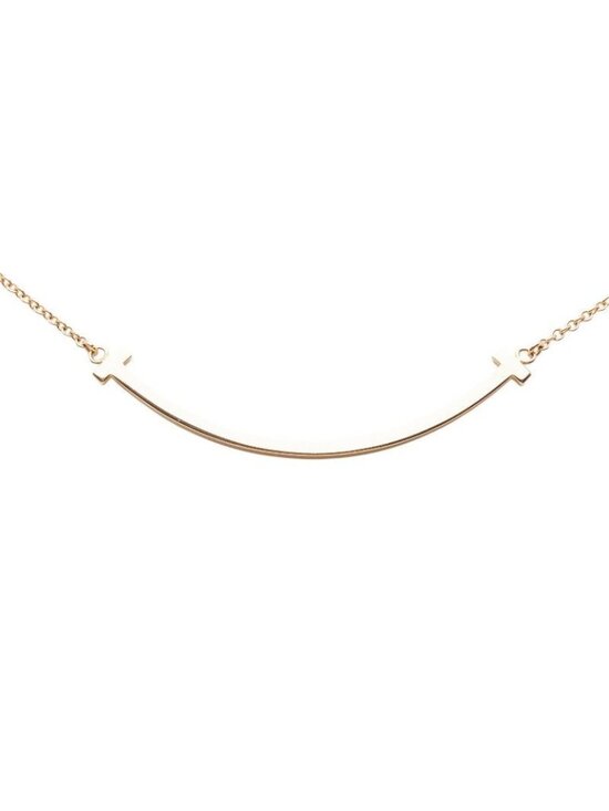 Tiffany T:Smile Pendant in Rose Gold, Mini | Tiffany & Co. US Tiffany & Co Cut Smile Pendant Small Pink Gold 18K